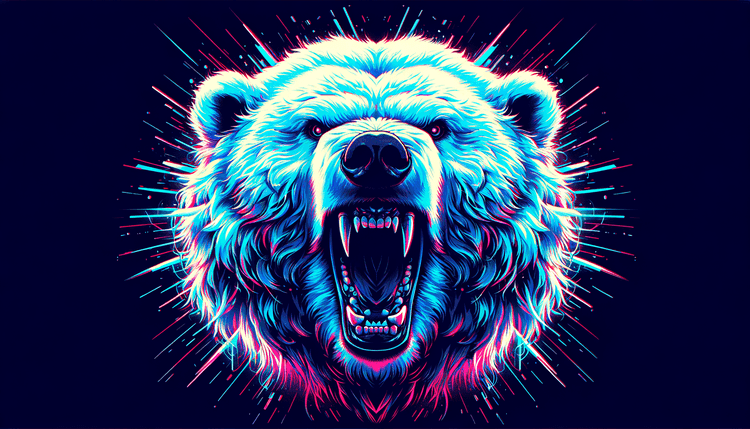 A polar bear, synthwave style, digital painting