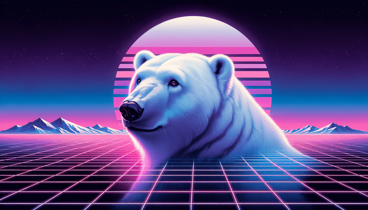 A polar bear, synthwave style, digital painting